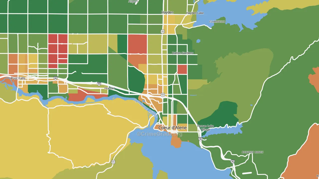 Coeur d'Alene, ID Map of Assault Rates