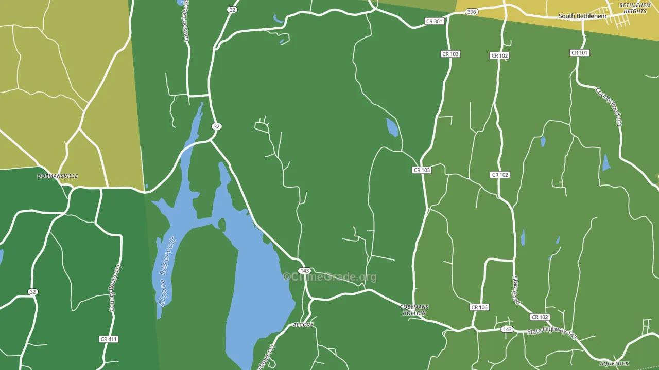 Coeymans Hollow, NY Map of Assault Rates