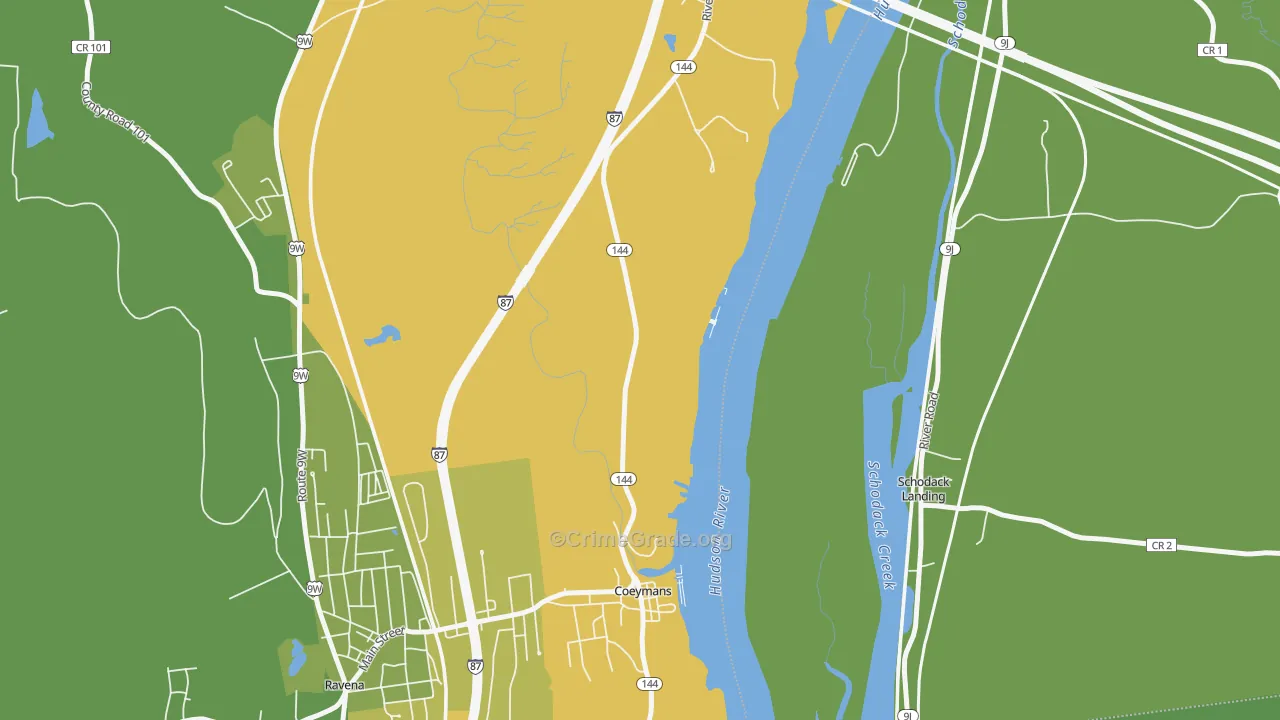 Coeymans, NY Map of Assault Rates