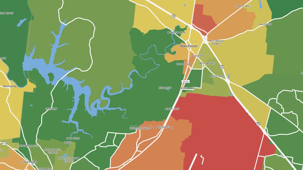 Coffee County, TN Map of Assault Rates
