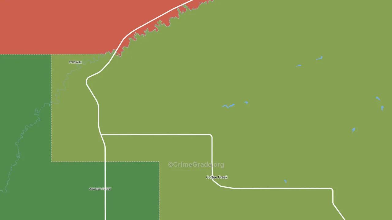 Coffee Creek, MT Map of Assault Rates