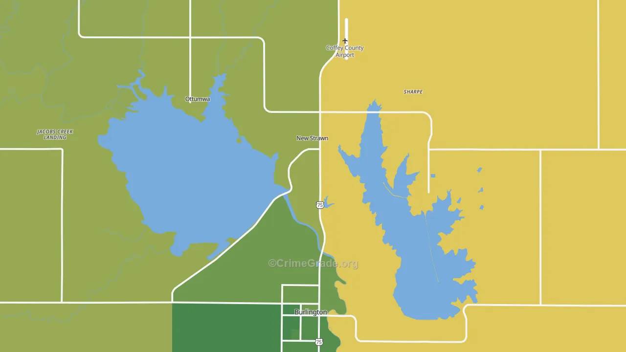 Coffey County, KS Map of Assault Rates