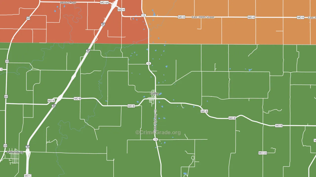 Coffey, MO Map of Assault Rates