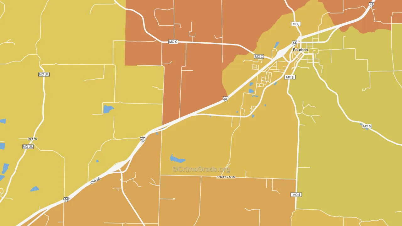 Coffeyton, MO Map of Assault Rates