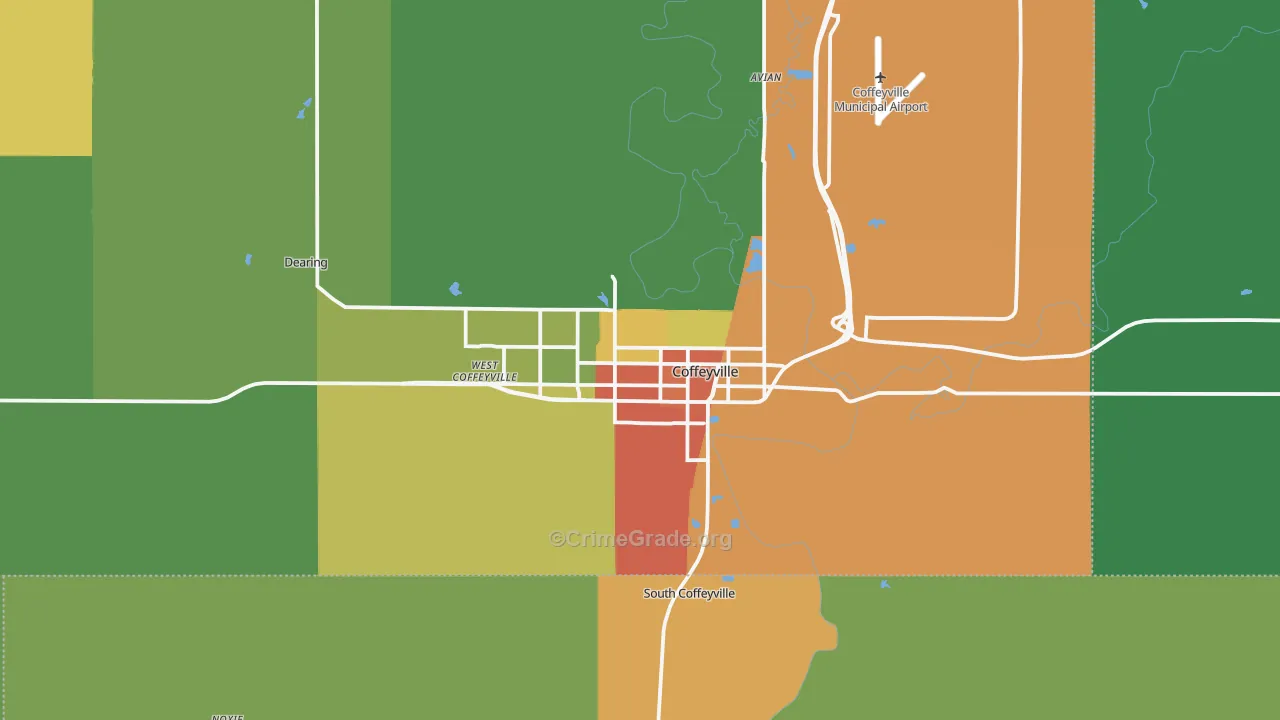 Coffeyville, KS Map of Assault Rates