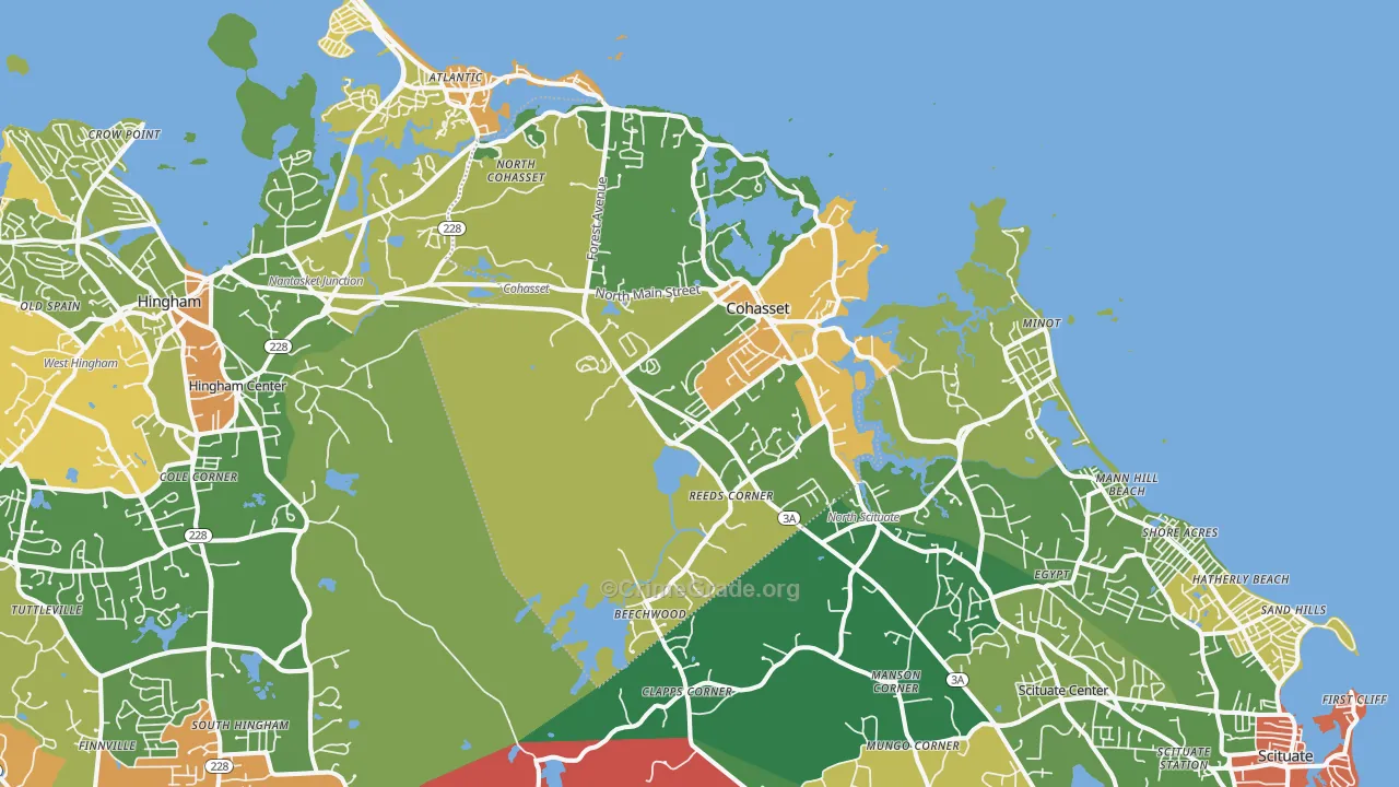 Cohasset, MA Map of Assault Rates