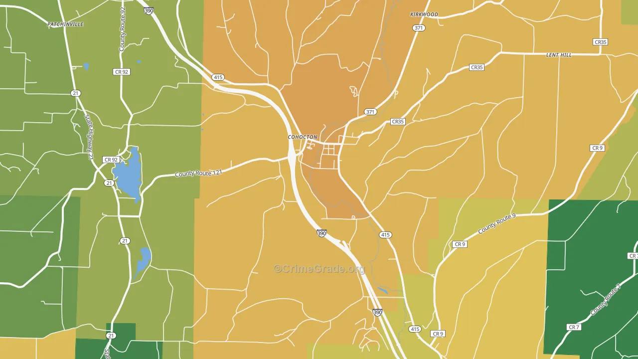 Cohocton, NY Map of Assault Rates