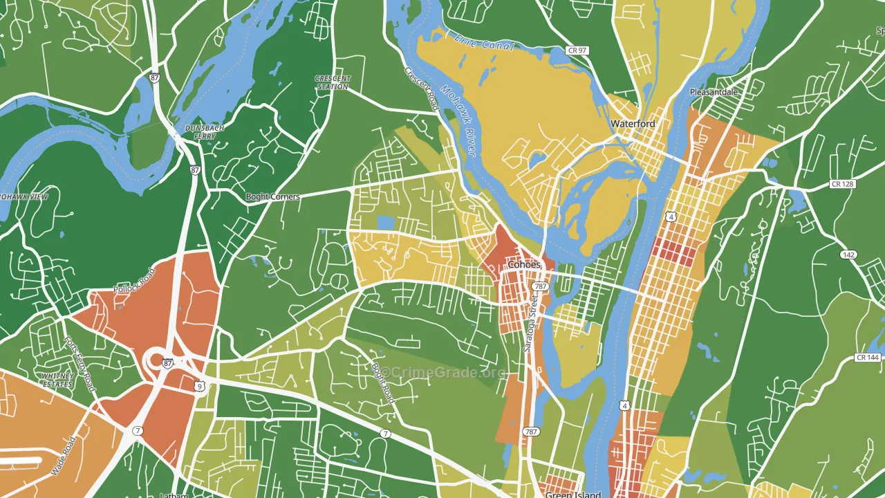 Cohoes, NY Map of Assault Rates
