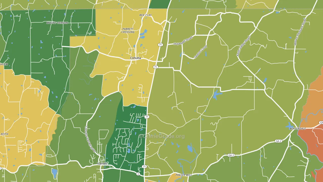 Cohutta, GA Map of Assault Rates