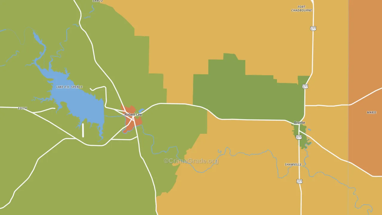 Coke County, TX Map of Assault Rates