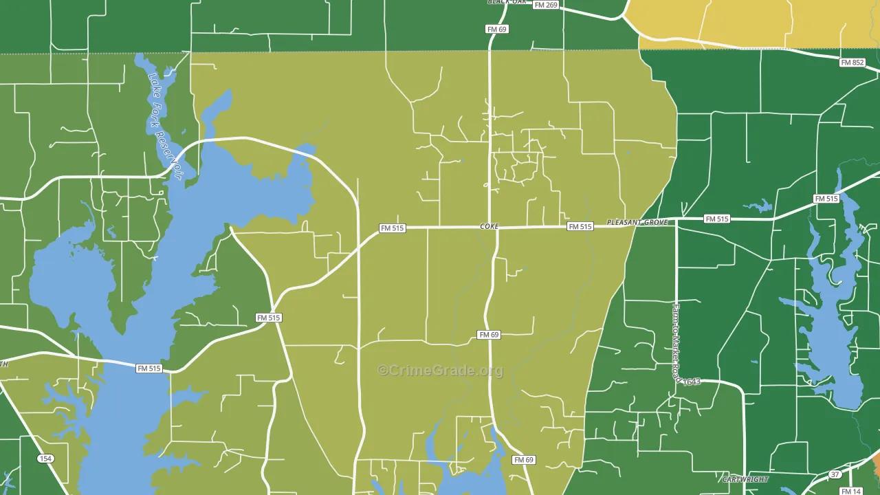 Coke, TX Map of Assault Rates