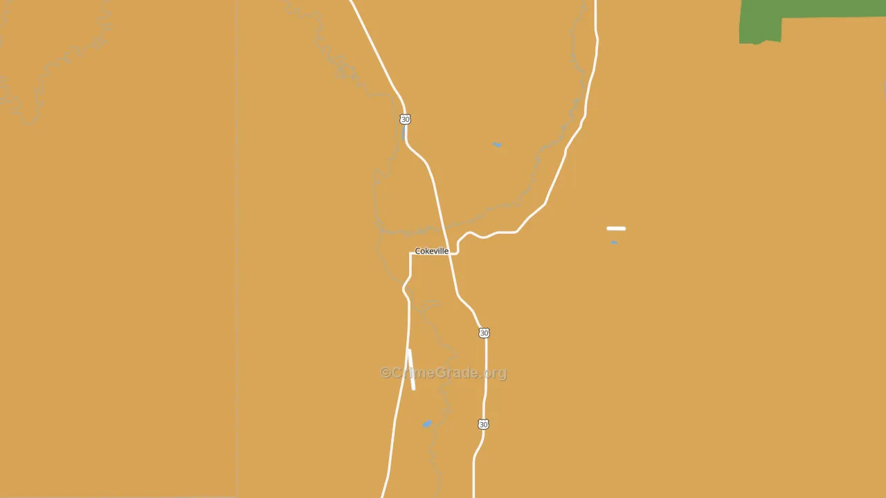 Cokeville, WY Map of Assault Rates