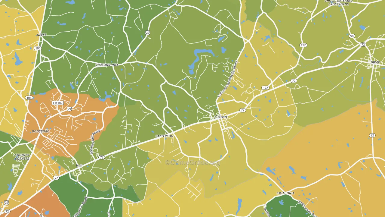 Colbert, GA Map of Assault Rates