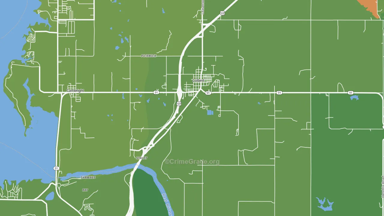 Colbert, OK Map of Assault Rates