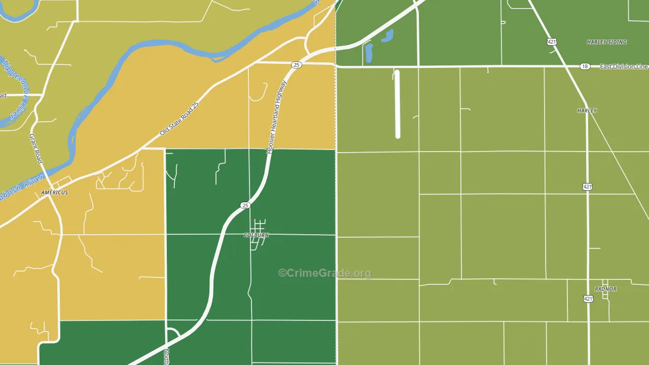 Colburn, IN Map of Assault Rates