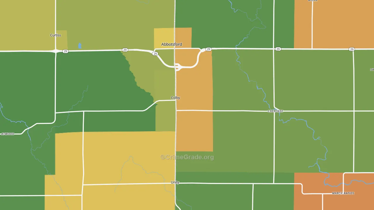 Colby, WI Map of Assault Rates