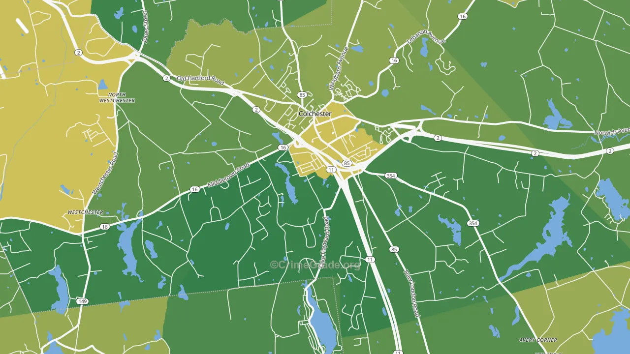 Colchester, CT Map of Assault Rates