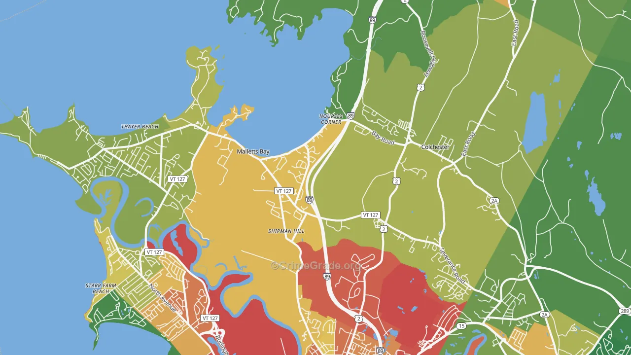 Colchester, VT Map of Assault Rates