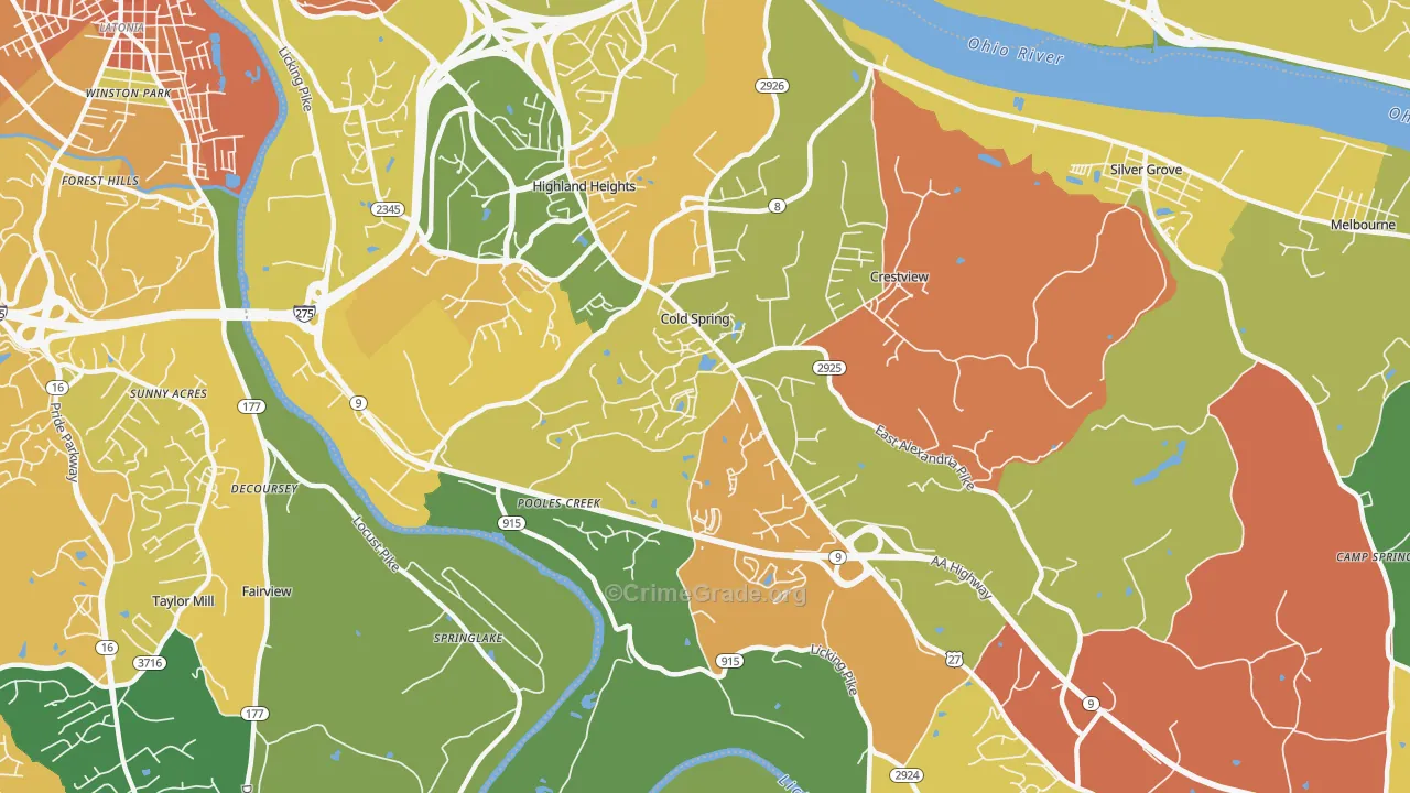 Cold Spring, KY Map of Assault Rates