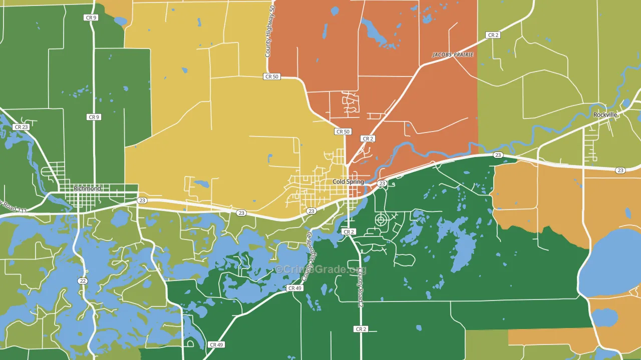 Cold Spring, MN Map of Assault Rates