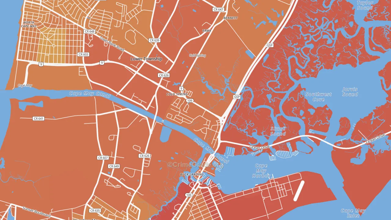 Cold Spring, NJ Map of Assault Rates
