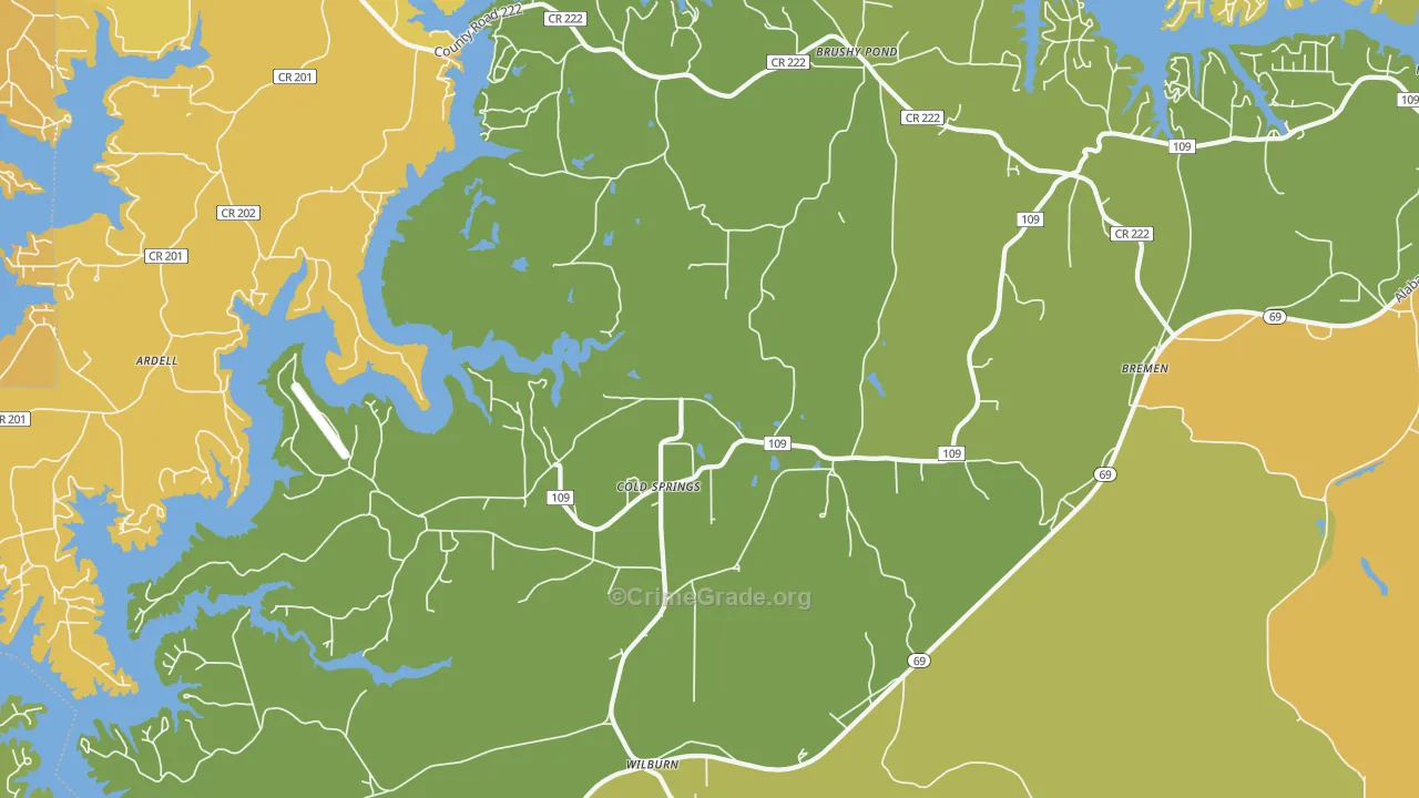 Cold Springs, AL Map of Assault Rates