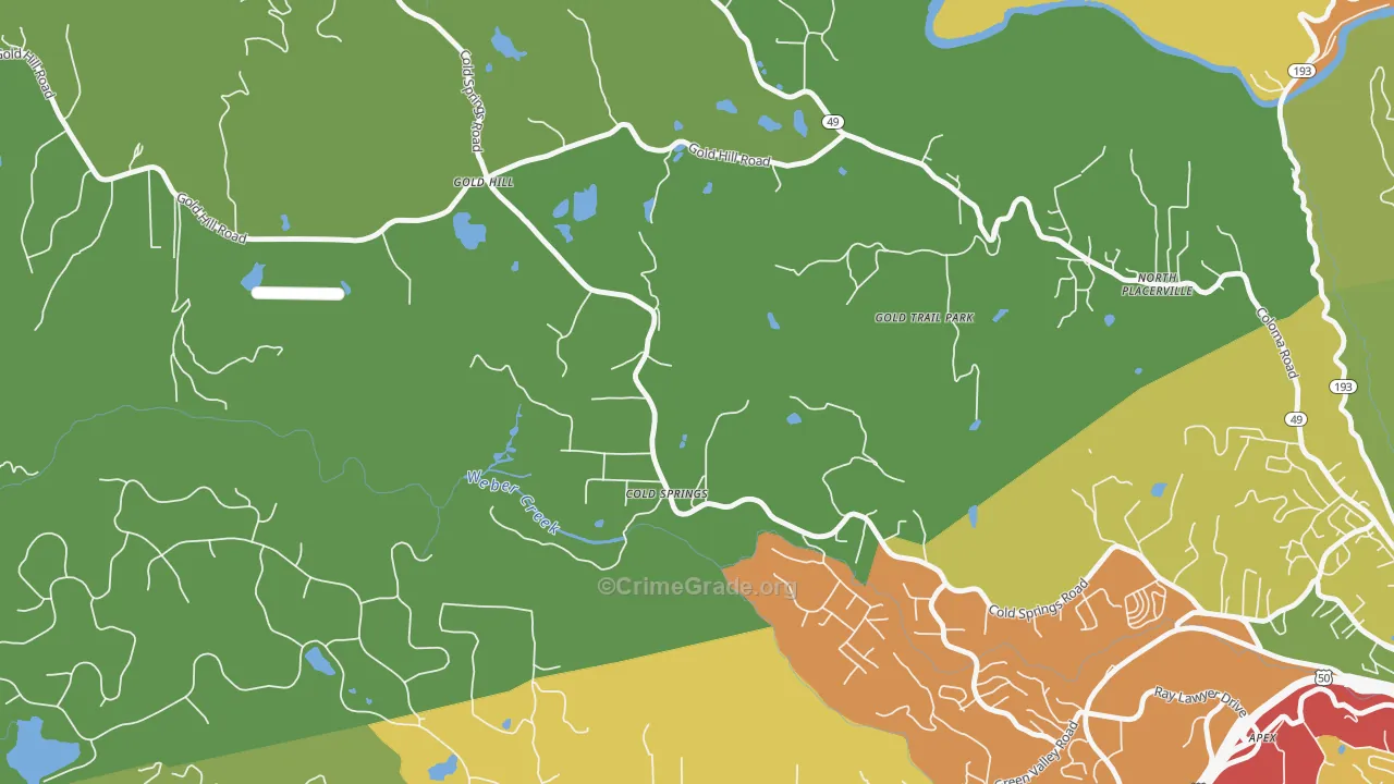 Cold Springs, CA Map of Assault Rates