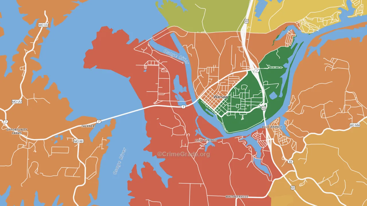 Cold Springs, MO Map of Assault Rates