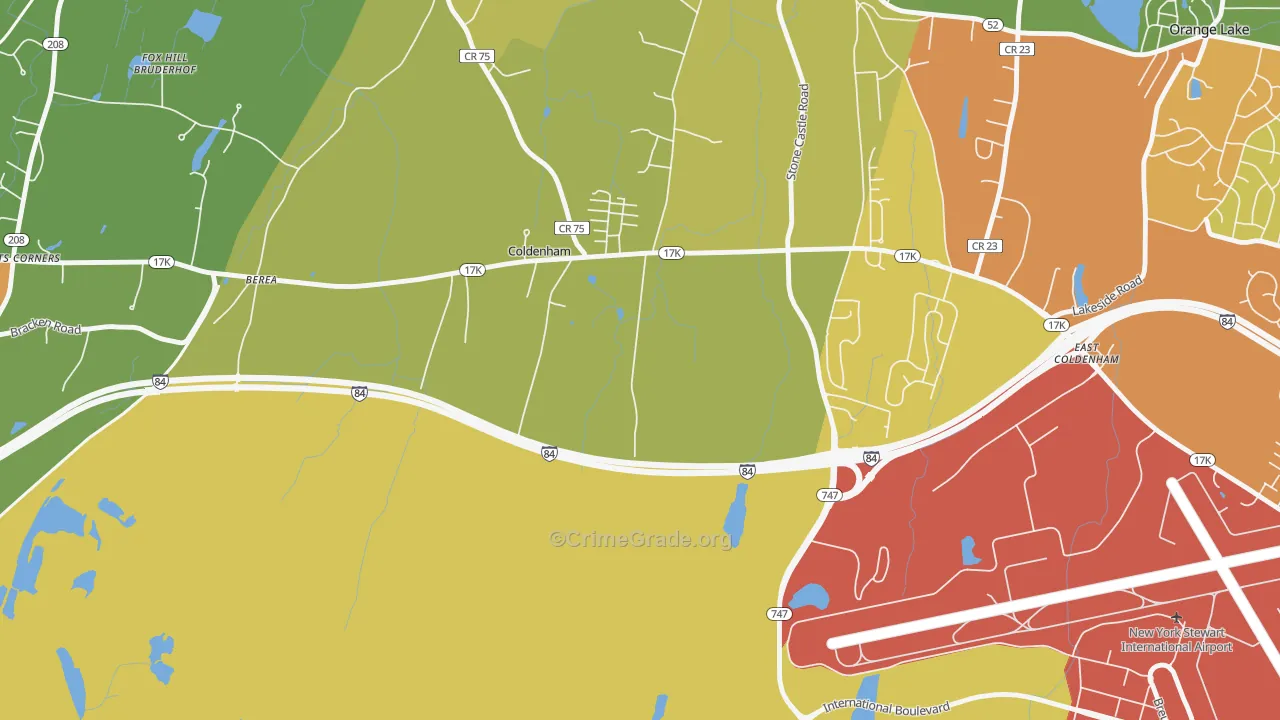 Coldenham, NY Map of Assault Rates