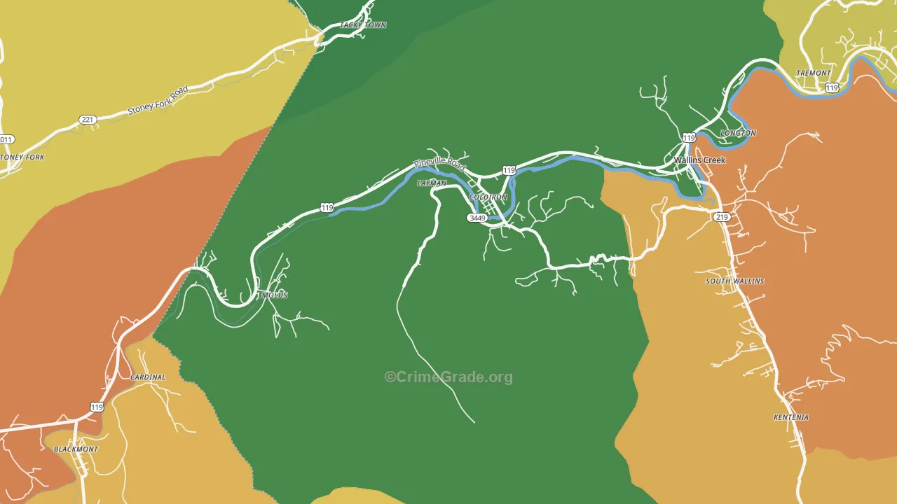 Coldiron, KY Map of Assault Rates