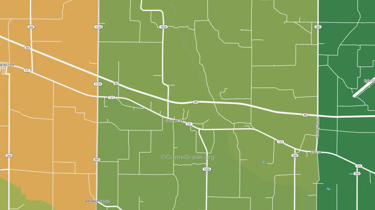 Coldwater, KY Map of Assault Rates