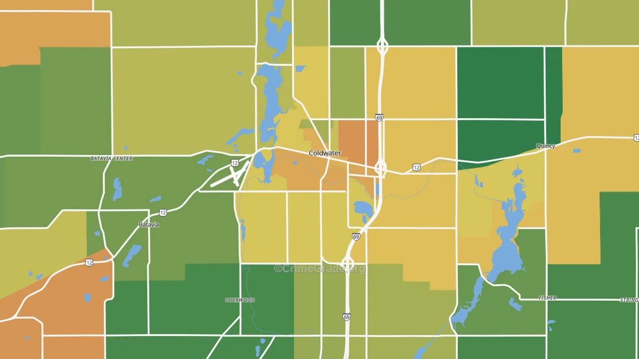 Coldwater, MI Map of Assault Rates
