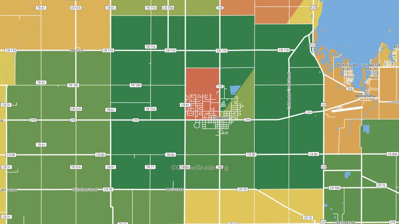 Coldwater, OH Map of Assault Rates