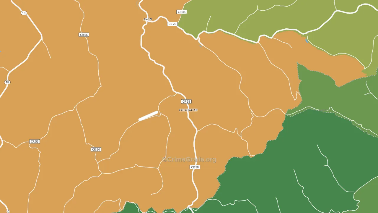 Coldwater, WV Map of Assault Rates