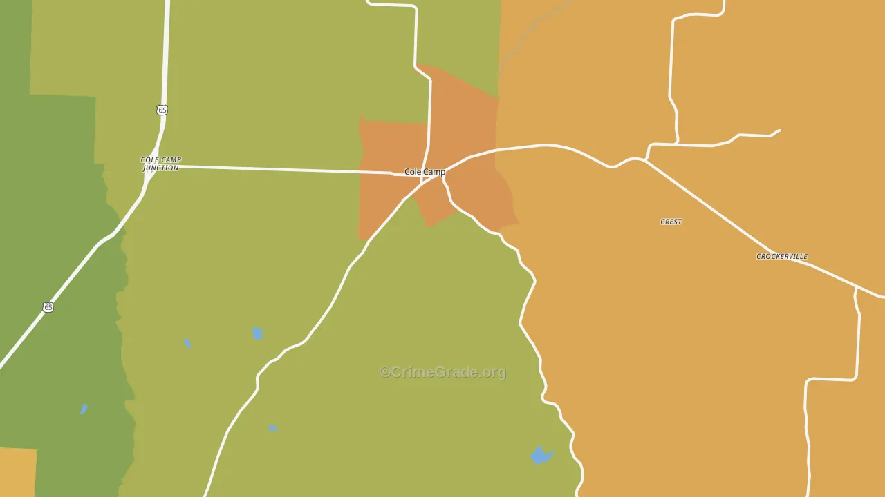 Cole Camp, MO Map of Assault Rates