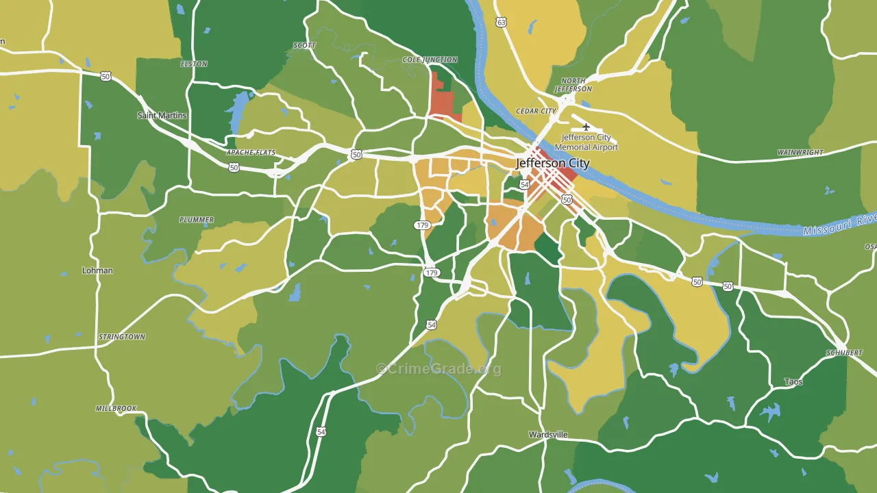 Cole County, MO Map of Assault Rates