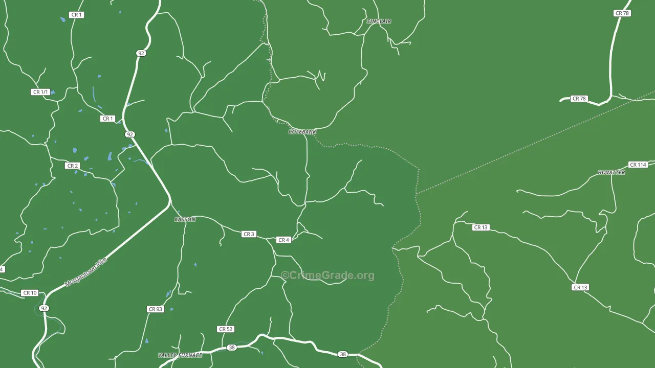 Colebank, WV Map of Assault Rates