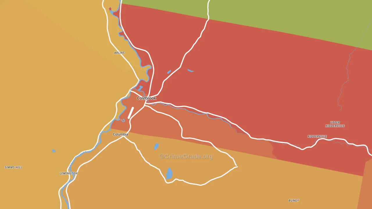 Colebrook, NH Map of Assault Rates