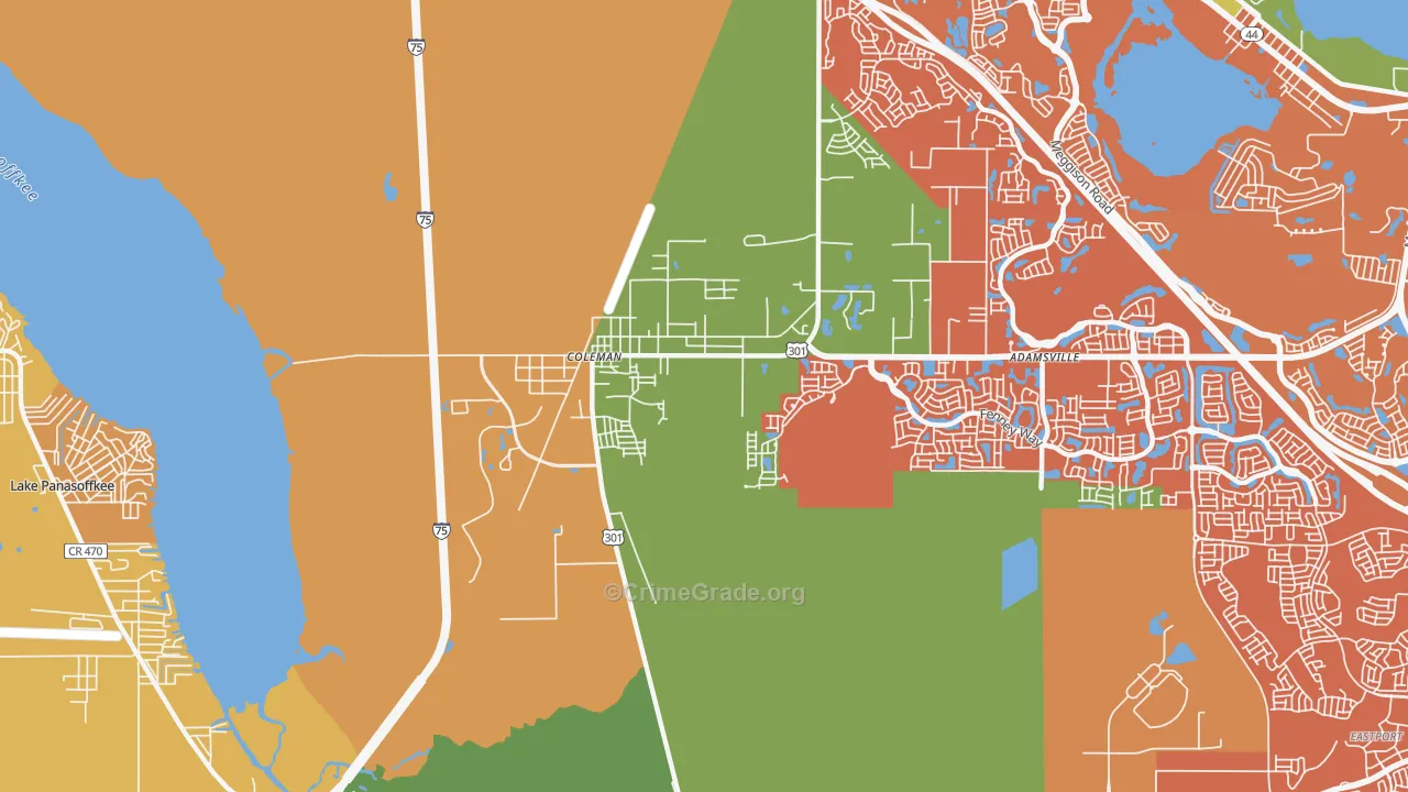 Coleman, FL Map of Assault Rates