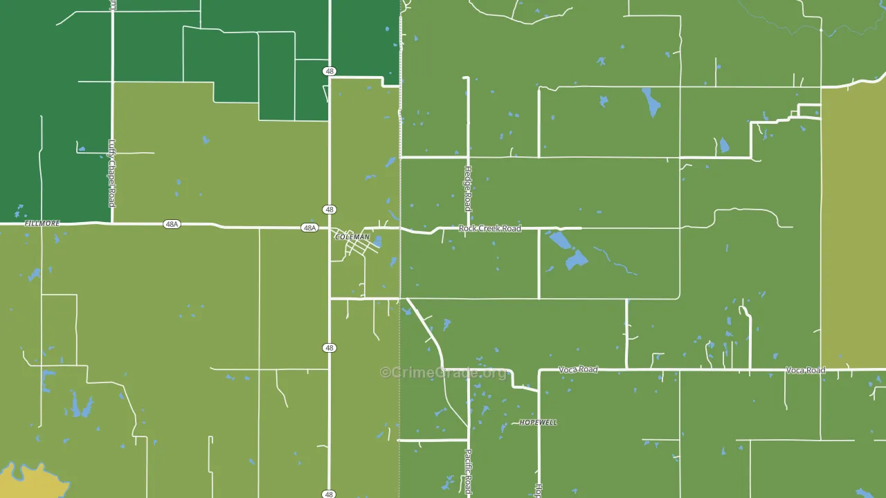 Coleman, OK Map of Assault Rates