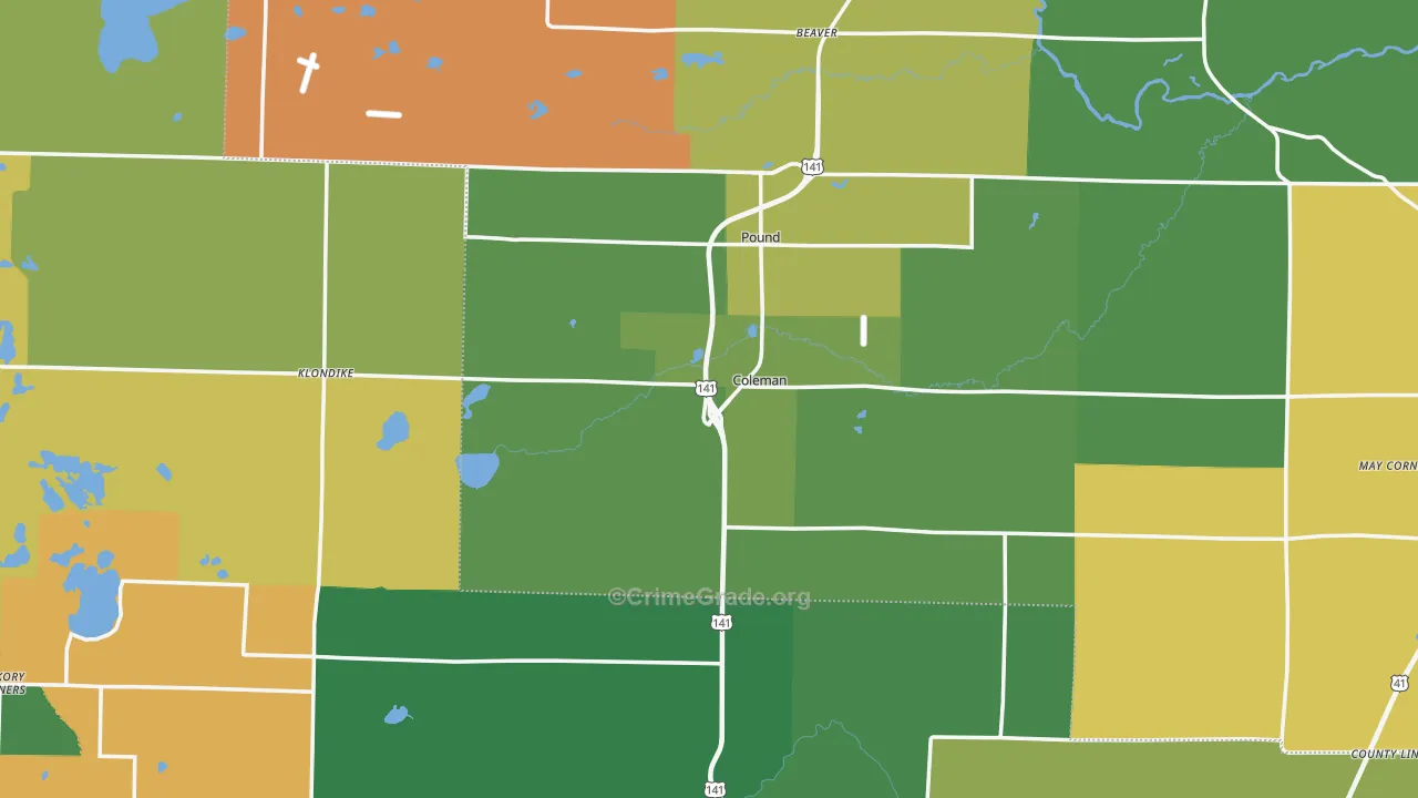 Coleman, WI Map of Assault Rates