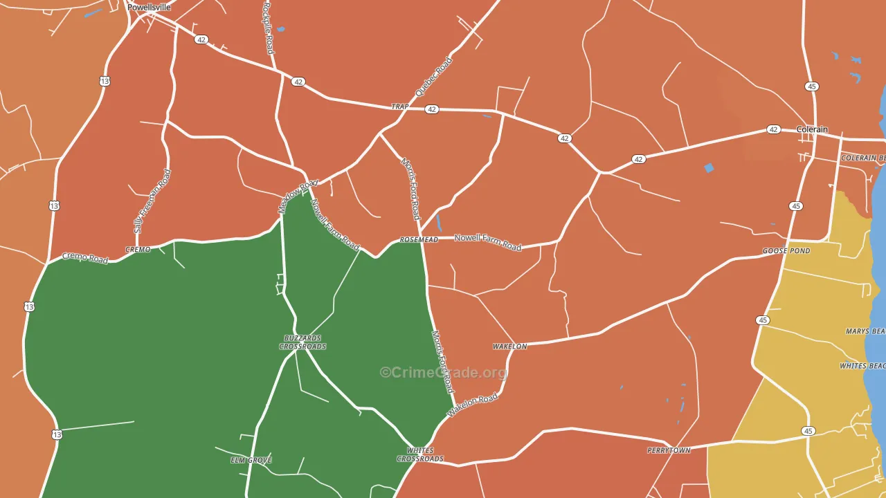 Colerain, NC Map of Assault Rates