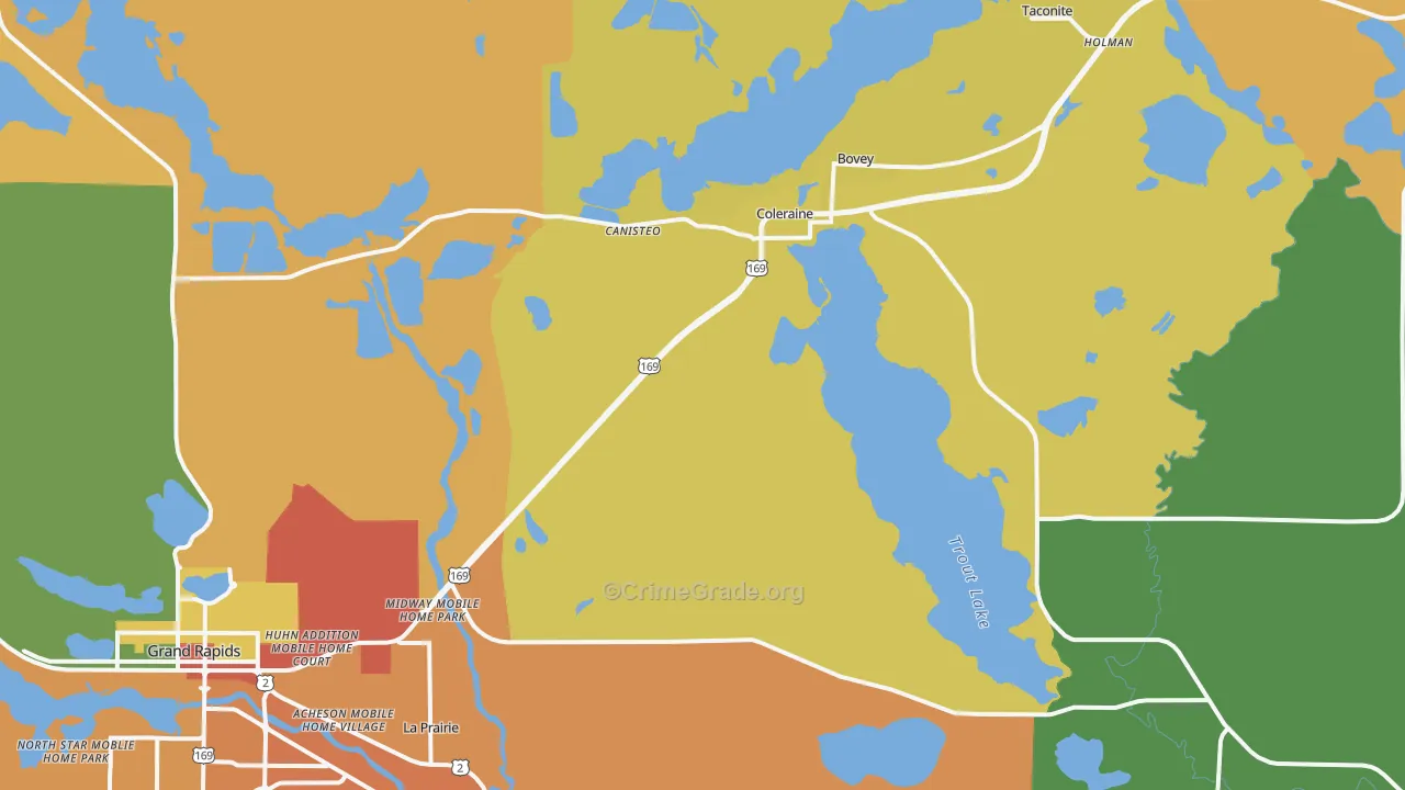 Coleraine, MN Map of Assault Rates