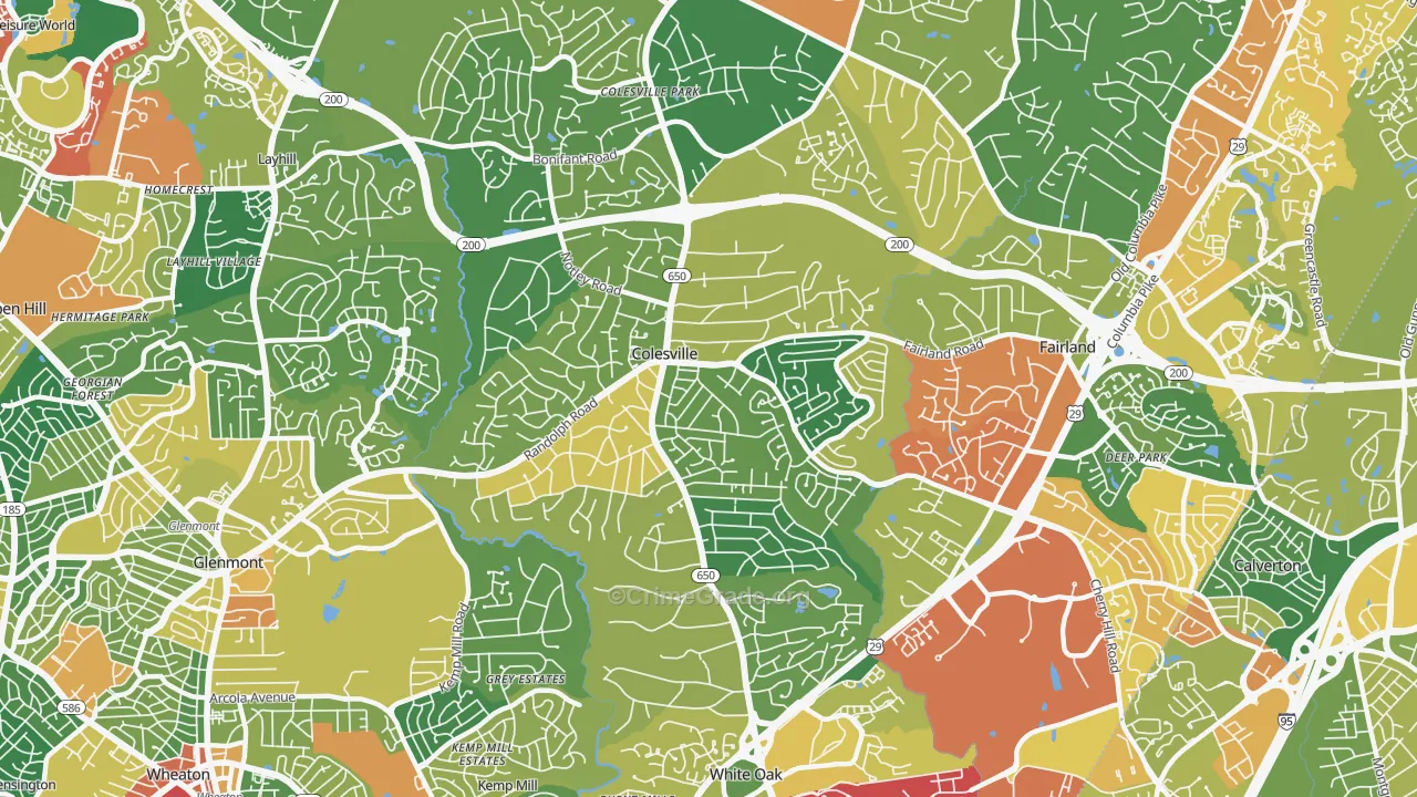 Colesville, MD Map of Assault Rates