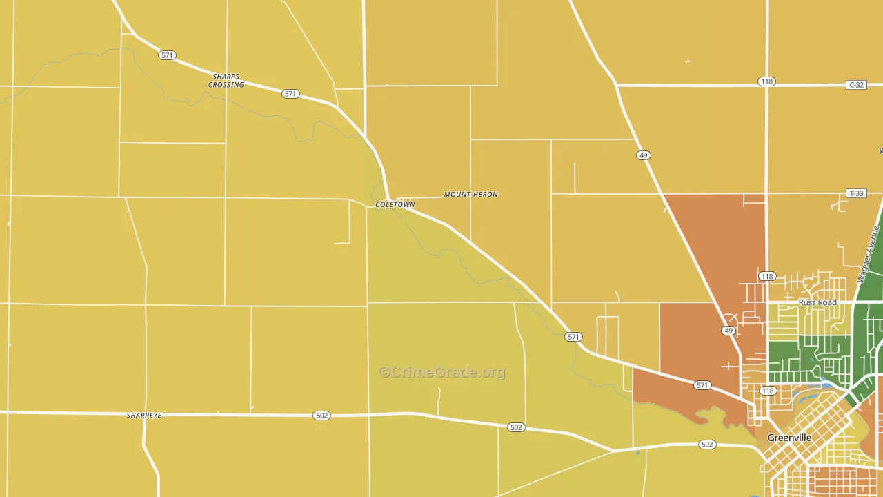 Coletown, OH Map of Assault Rates