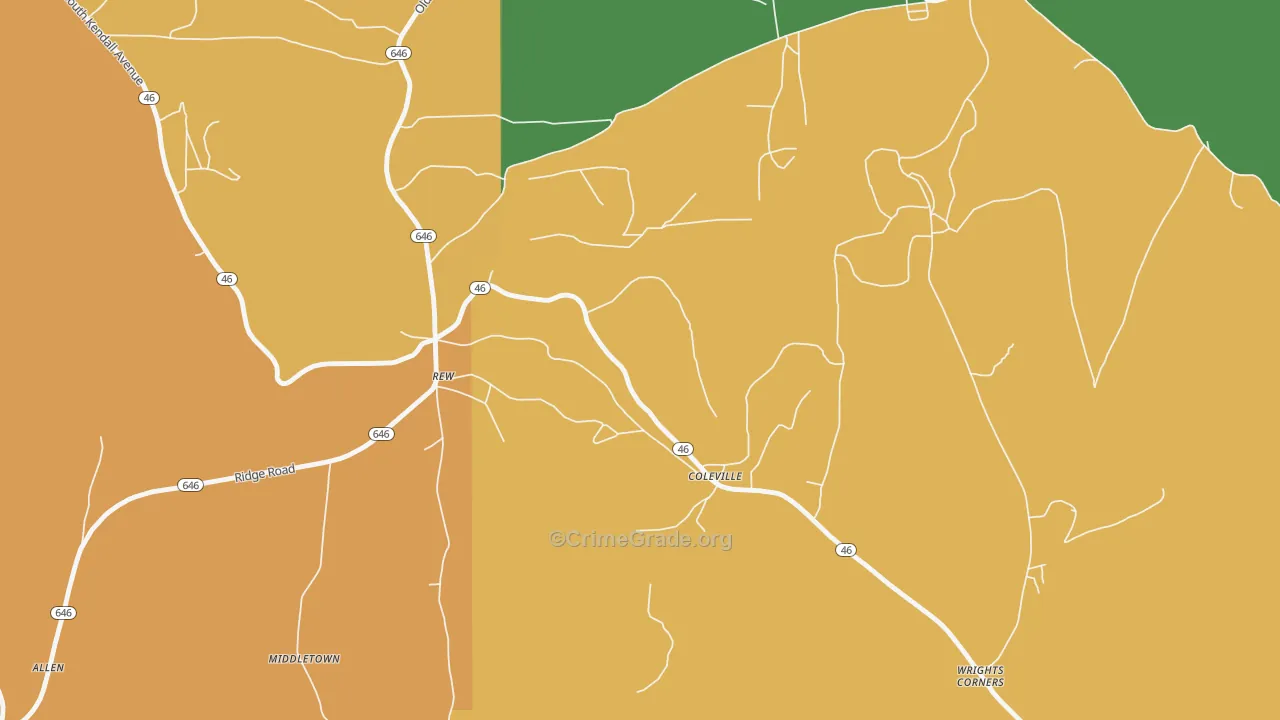 Coleville, PA Map of Assault Rates