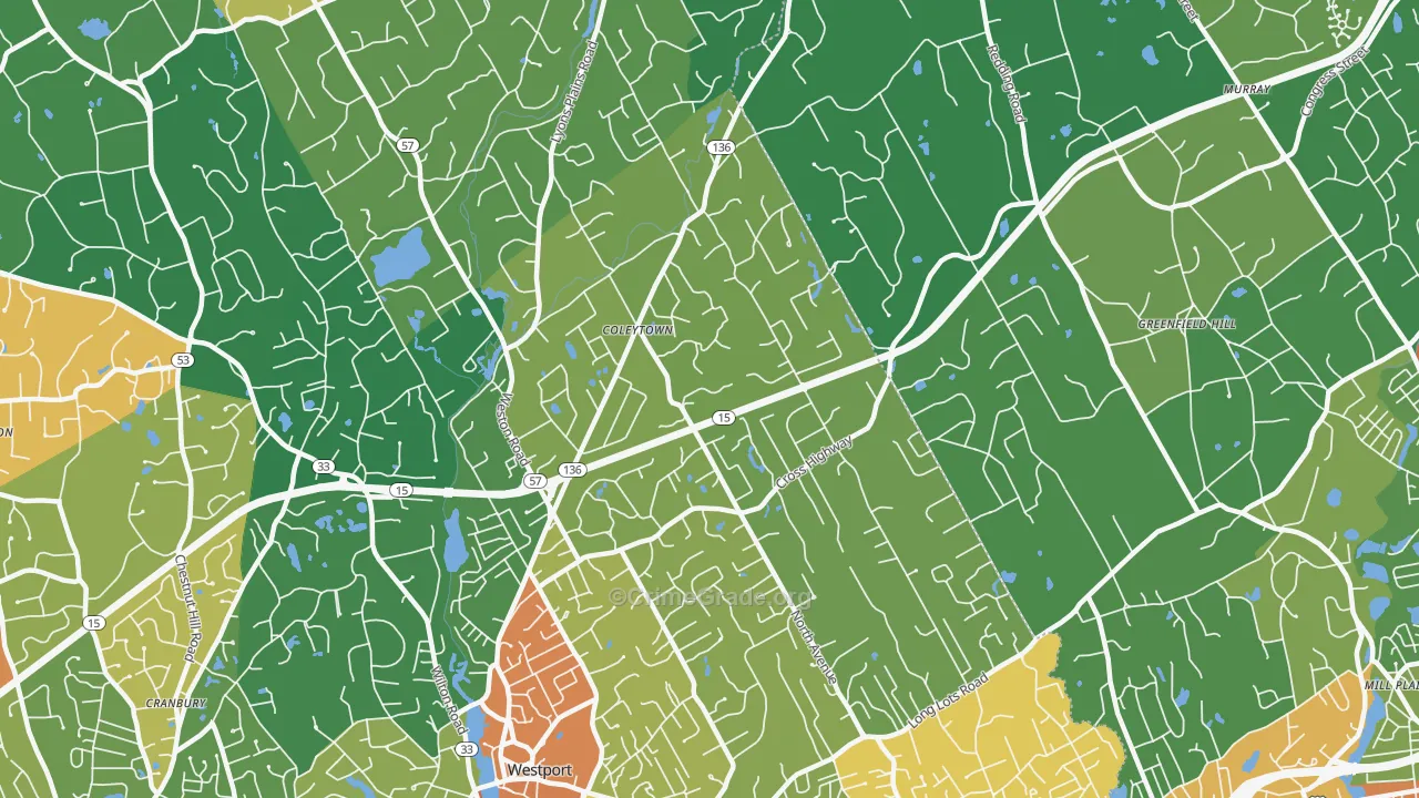 Coleytown, Westport, CT Map of Assault Rates