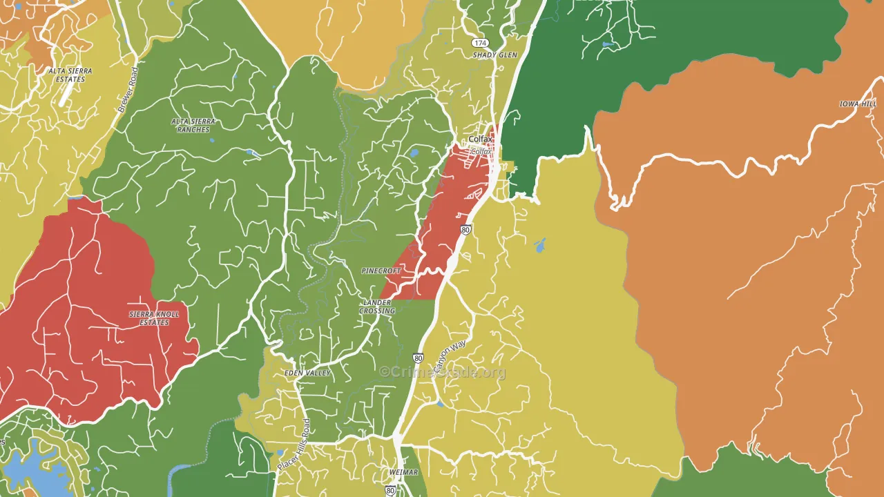 Colfax, CA Map of Assault Rates