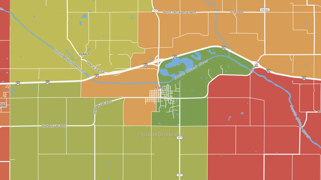 Colfax, IA Map of Assault Rates