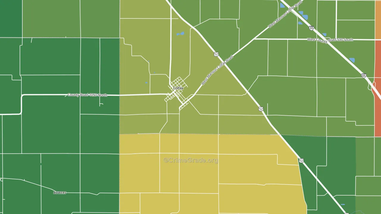 Colfax, IN Map of Assault Rates